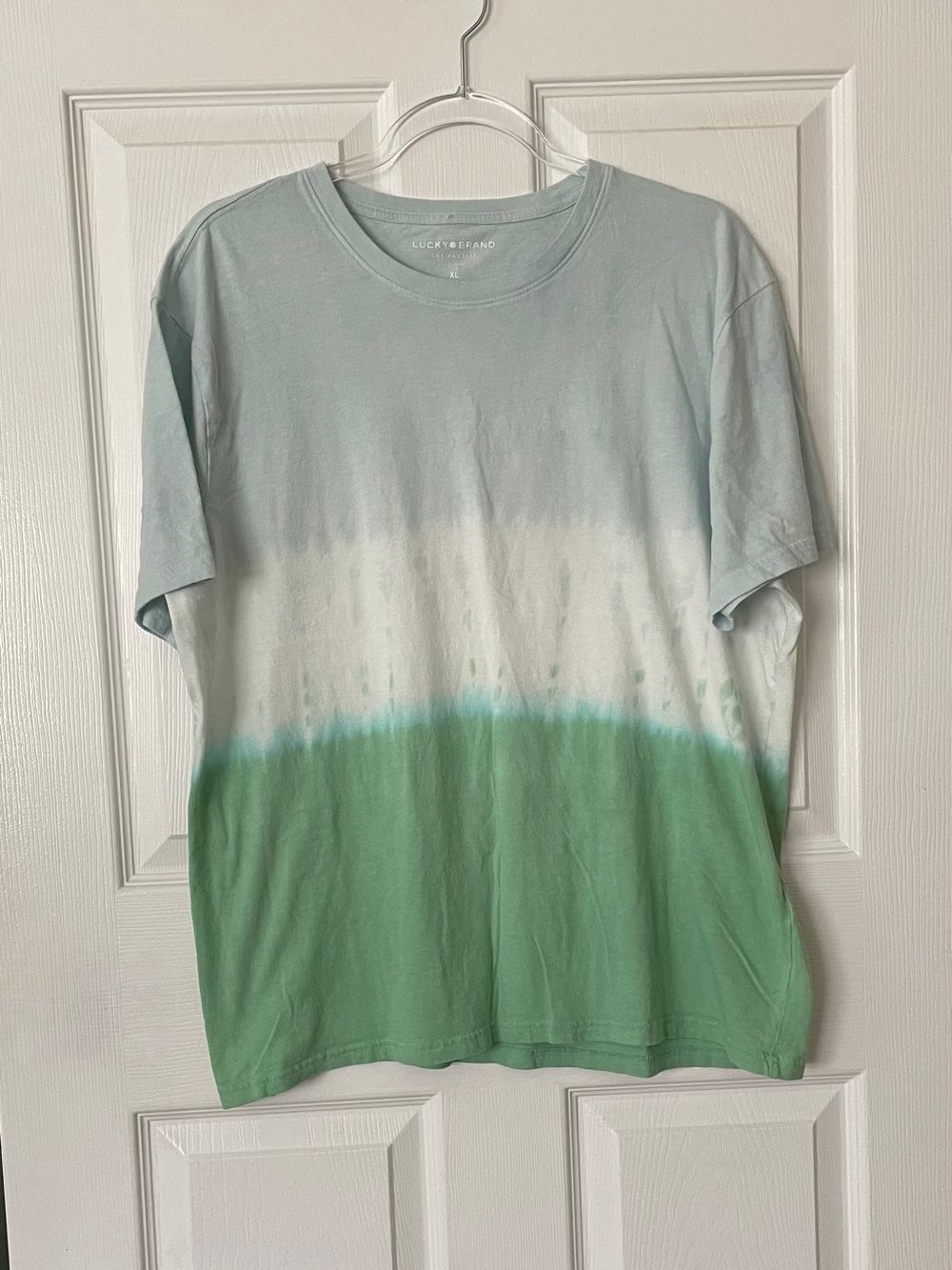 Lucky Brand Ombre Crew Tee in Light Blue, White & Green